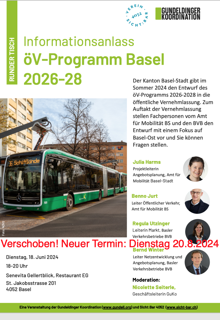 Informationsan-lass öV-Programm Basel 2026-2028, Verschoben auf 20. August