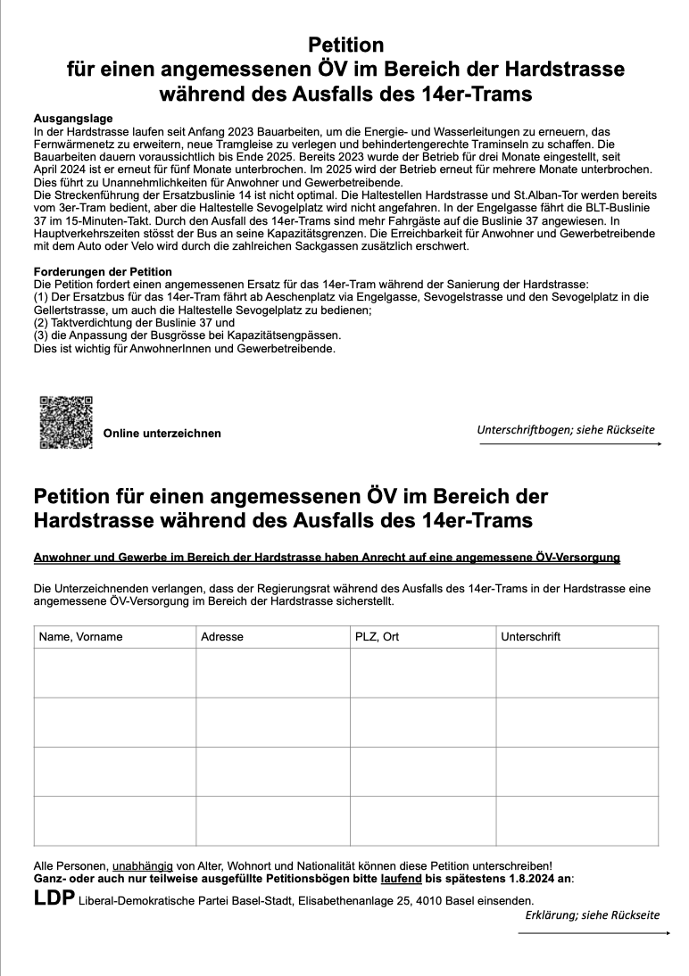 Petition 14 er Tramersatz 2025