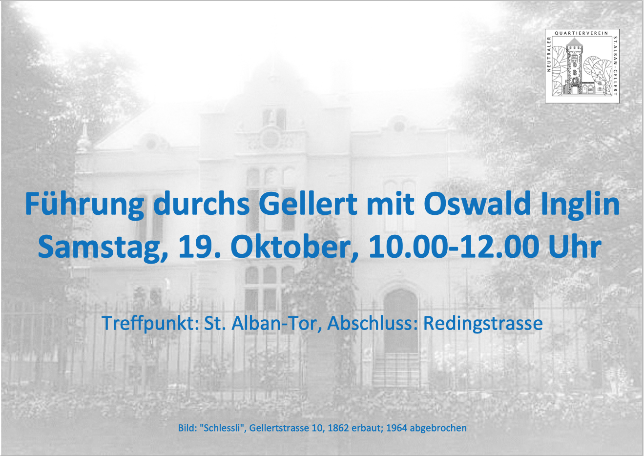 Führung durchs Gellert mit Oswald Inglin:                         Samstag, 19.10.2024